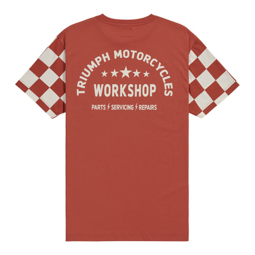 Triumph Preston Checkerboard Sleeve T-shirt in Rust